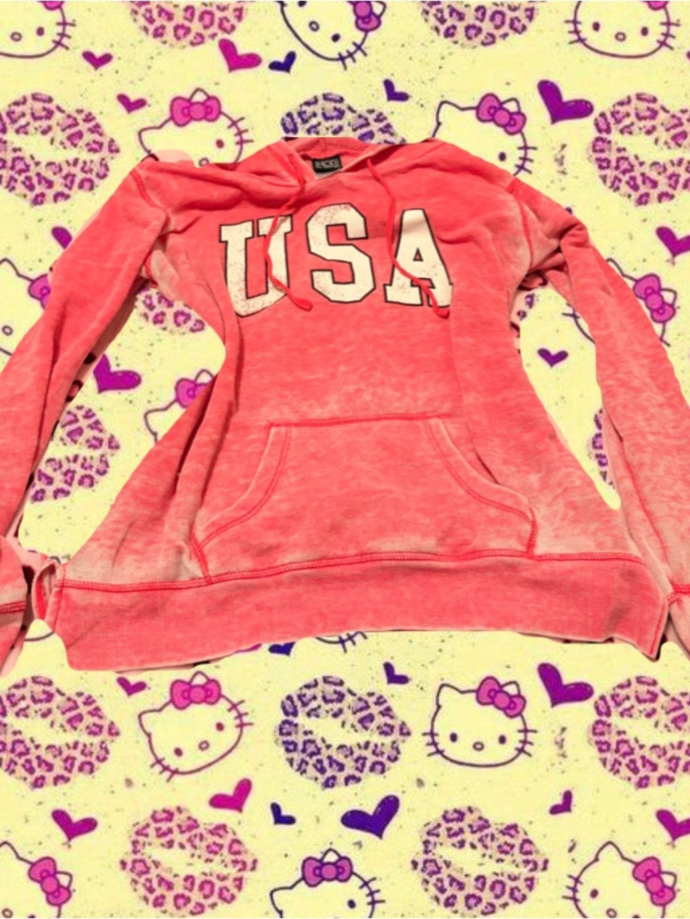 Modern Lux Coral Pink USA Crewneck Sweatshirt